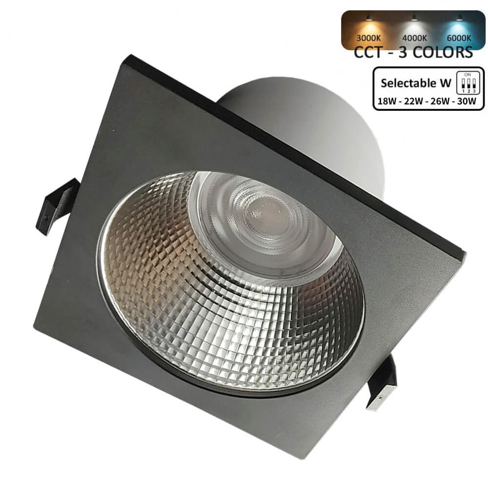 Foco-Downlight-LED-Cuadrado-30W-GXtronic-_-3CCT-_-CRI92-_-IP65-_-Corte-O145mm